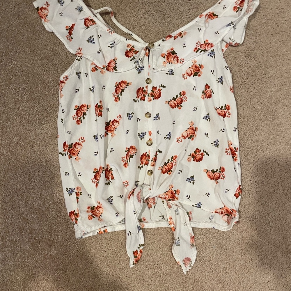 No Boundaries White Floral Off-Shoulder Blouse